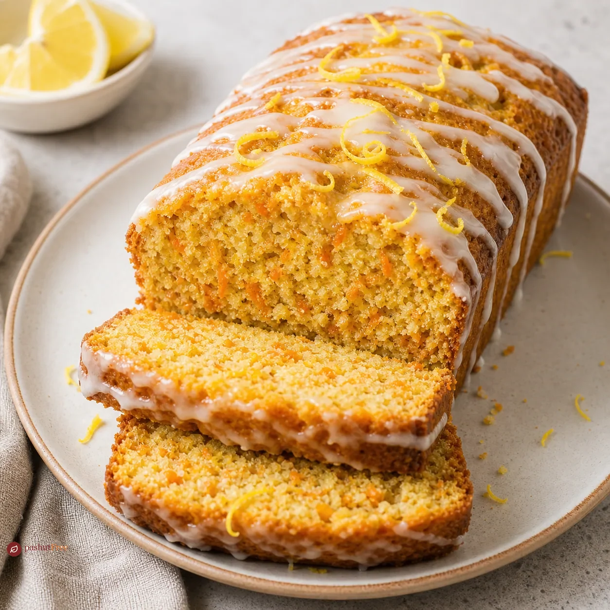 Moist Carrot and Coconut Cake with Lemon Glaze