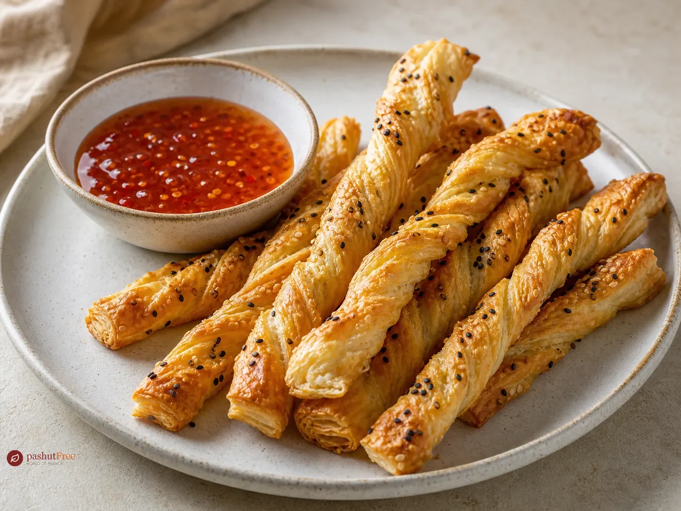 Crispy Puff Pastry Sticks with Sweet Chili